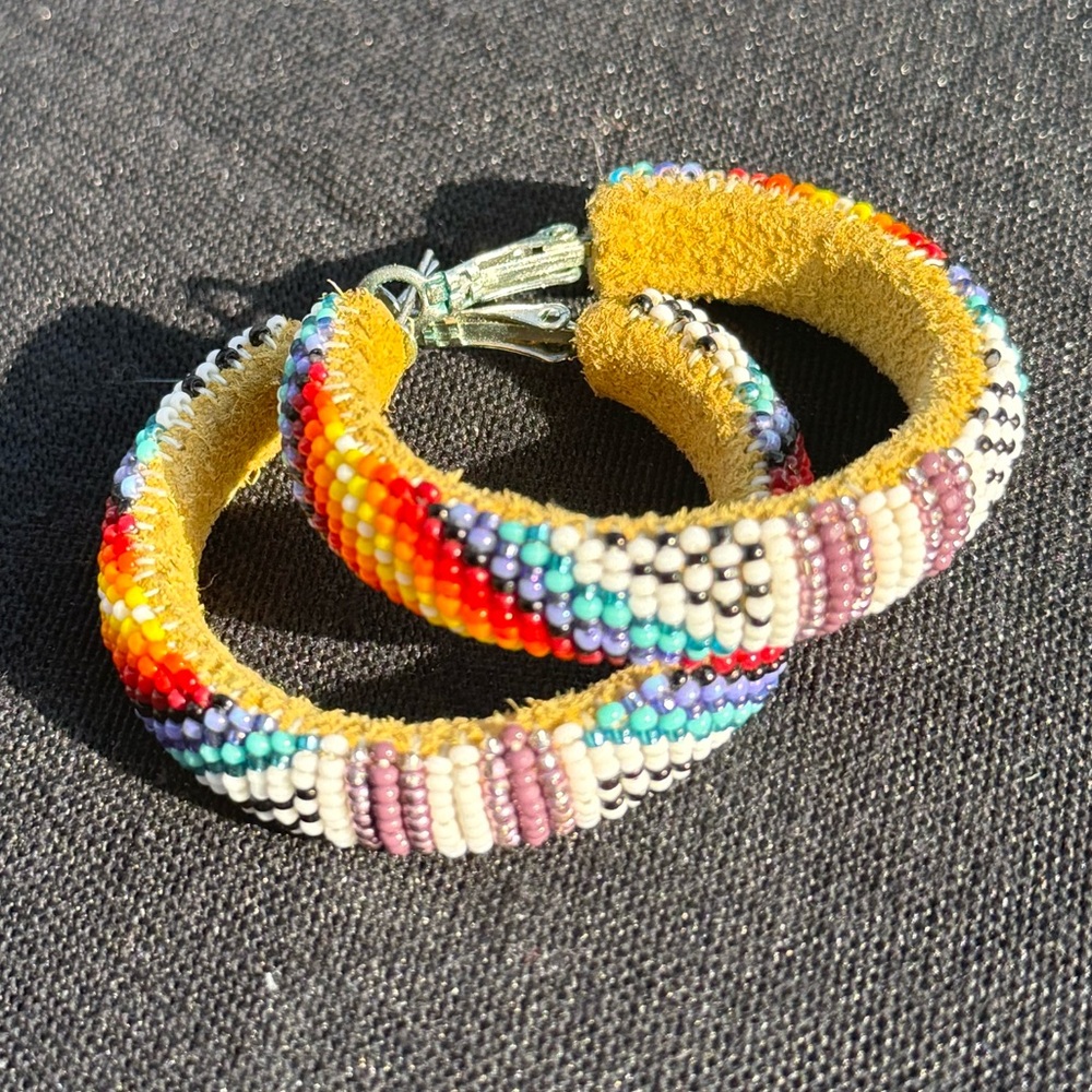 Colorful Beaded Hoop Earrings